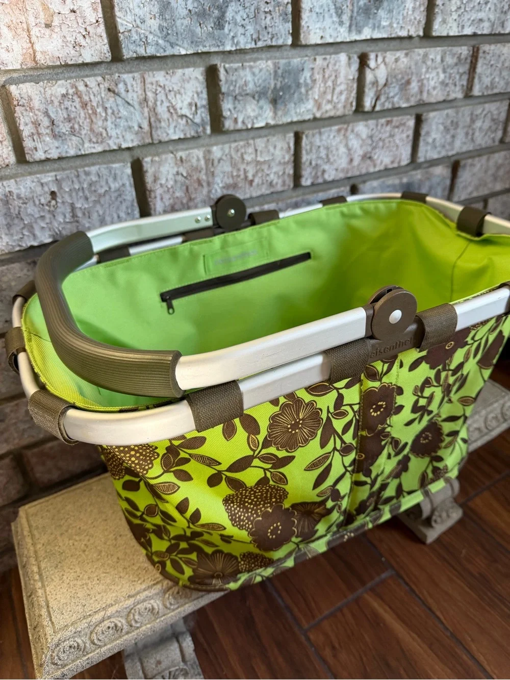 Green & Brown Floral Market Basket / Picnic Basket